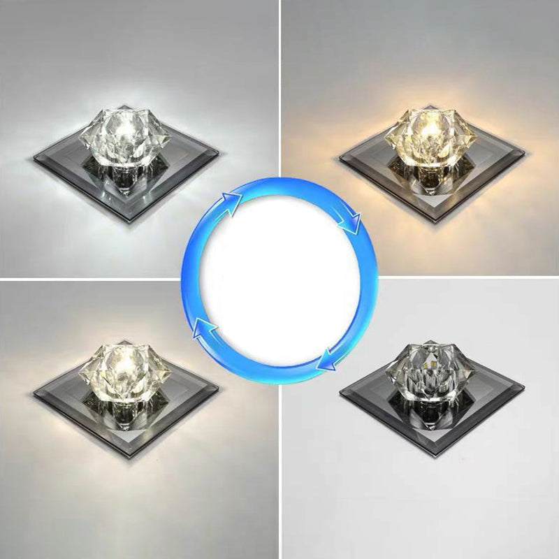 Gem Shaped Foyer LED Flush Mount Light Crystal Simplicity Flush Mount Ceiling Light Black Third Gear Clearhalo 'Ceiling Lights' 'Close To Ceiling Lights' 'Close to ceiling' 'Flush mount' Lighting' 2107304