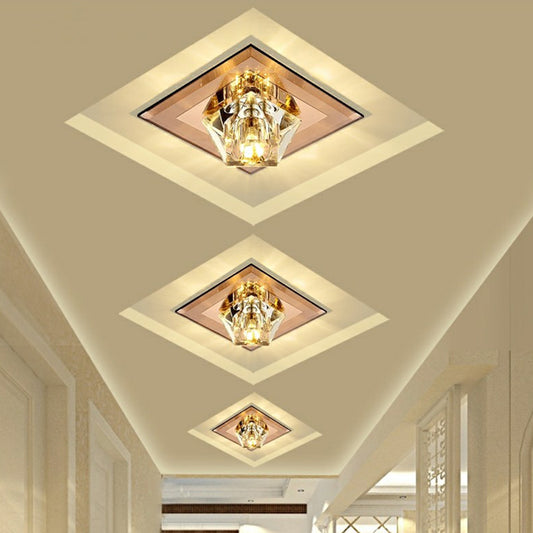 Artistic Gemstone Shaped Flush Light Crystal Corridor LED Flush Ceiling Light Fixture Clearhalo 'Ceiling Lights' 'Close To Ceiling Lights' 'Close to ceiling' 'Flush mount' Lighting' 2107305