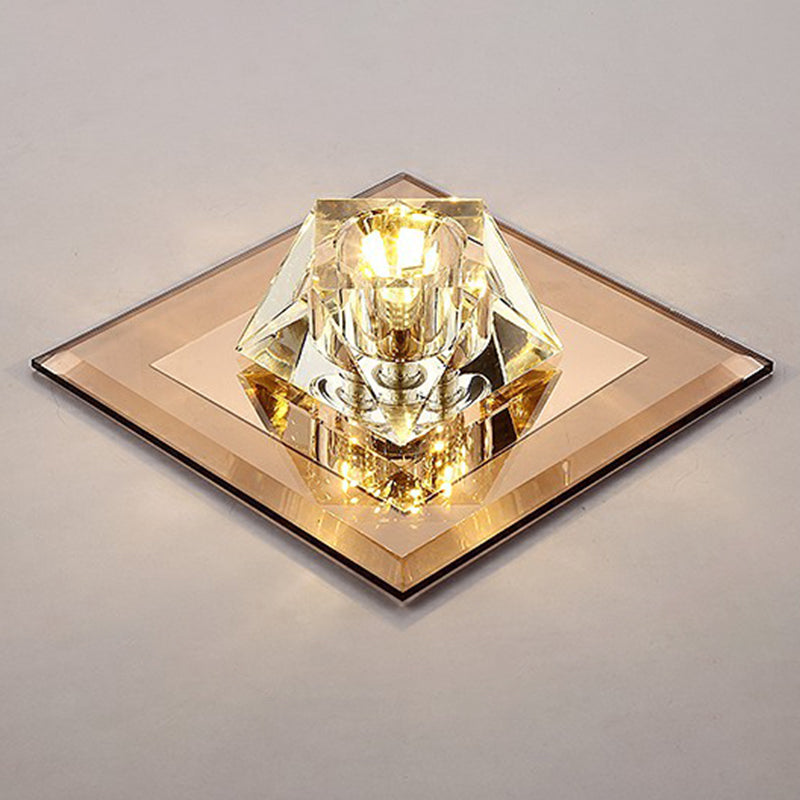 Artistic Gemstone Shaped Flush Light Crystal Corridor LED Flush Ceiling Light Fixture Tan Warm Clearhalo 'Ceiling Lights' 'Close To Ceiling Lights' 'Close to ceiling' 'Flush mount' Lighting' 2107306