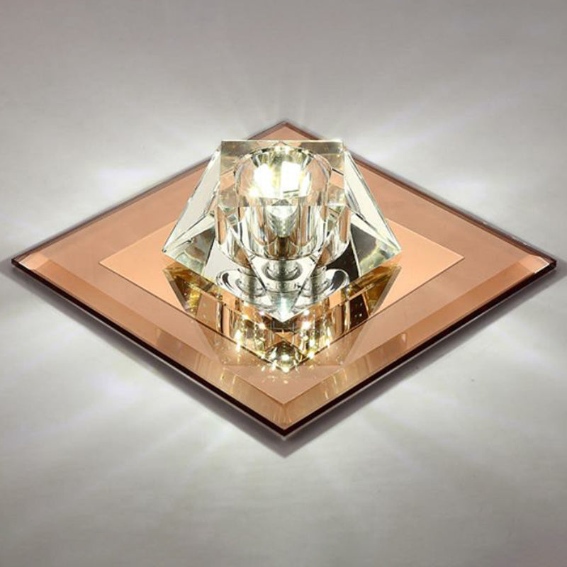 Artistic Gemstone Shaped Flush Light Crystal Corridor LED Flush Ceiling Light Fixture Tan White Clearhalo 'Ceiling Lights' 'Close To Ceiling Lights' 'Close to ceiling' 'Flush mount' Lighting' 2107307