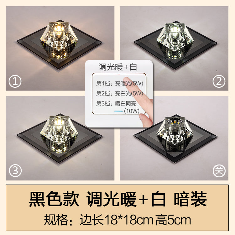 Artistic Gemstone Shaped Flush Light Crystal Corridor LED Flush Ceiling Light Fixture Black Third Gear Clearhalo 'Ceiling Lights' 'Close To Ceiling Lights' 'Close to ceiling' 'Flush mount' Lighting' 2107308