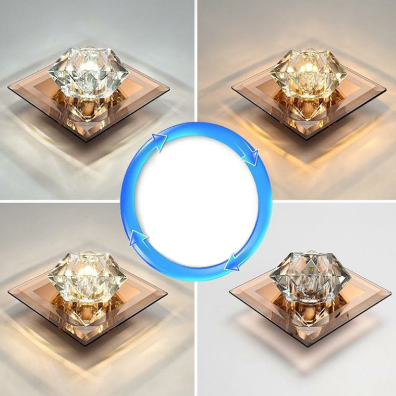Artistic Gemstone Shaped Flush Light Crystal Corridor LED Flush Ceiling Light Fixture Tan Third Gear Clearhalo 'Ceiling Lights' 'Close To Ceiling Lights' 'Close to ceiling' 'Flush mount' Lighting' 2107309