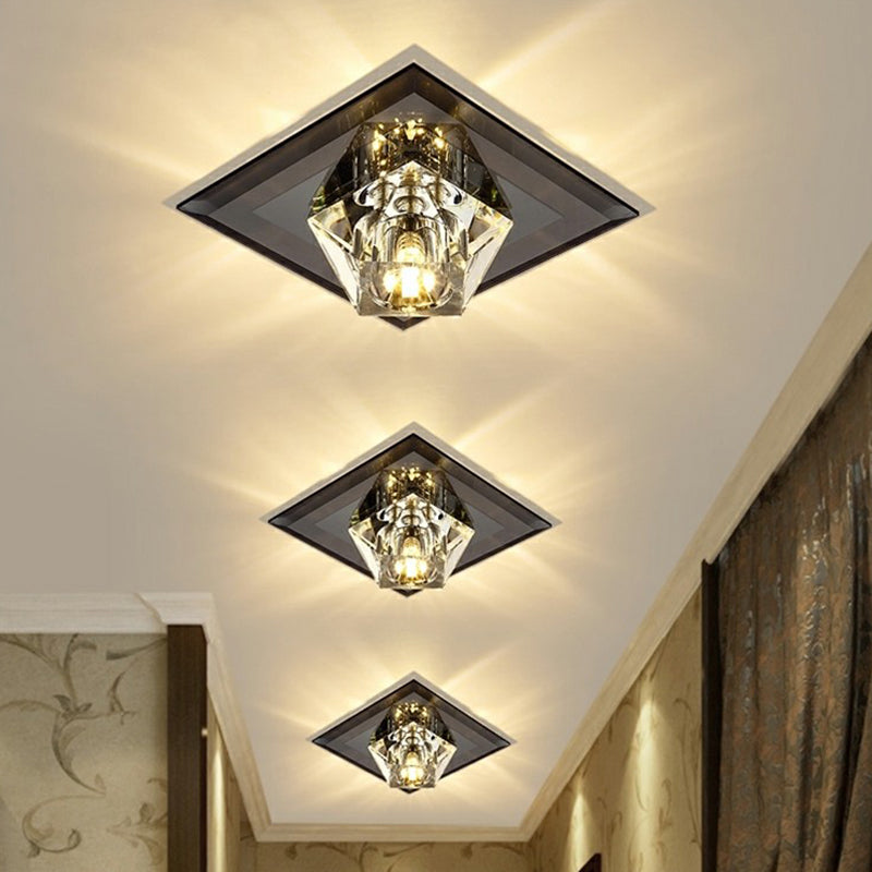 Artistic Gemstone Shaped Flush Light Crystal Corridor LED Flush Ceiling Light Fixture Black Warm Clearhalo 'Ceiling Lights' 'Close To Ceiling Lights' 'Close to ceiling' 'Flush mount' Lighting' 2107310