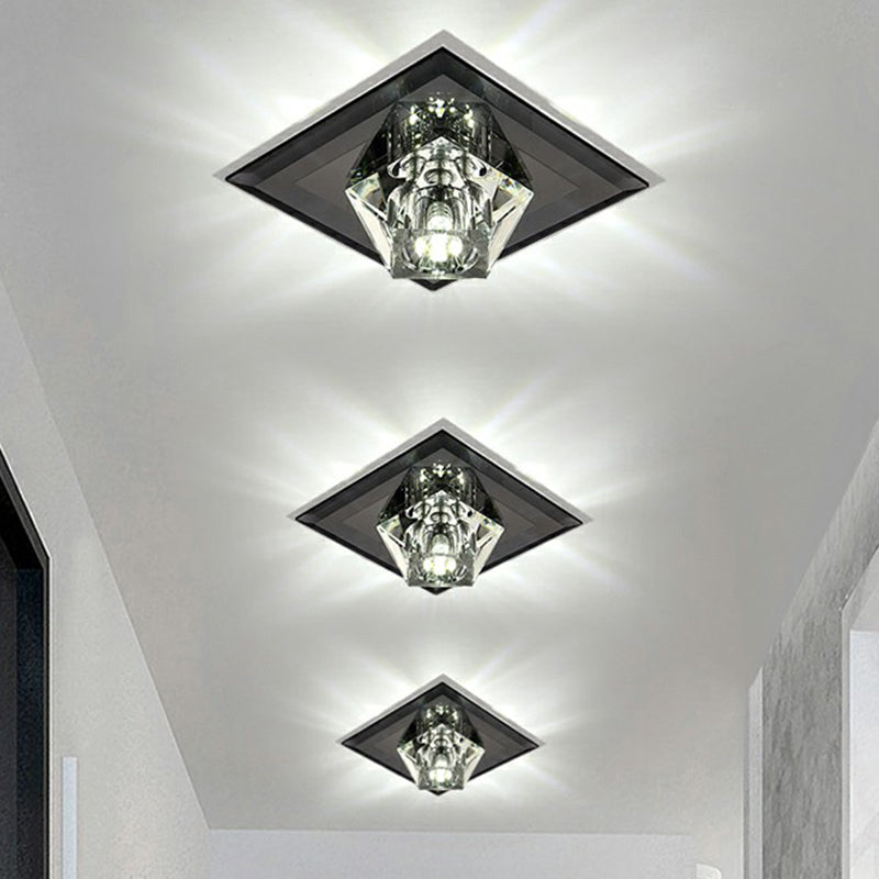 Artistic Gemstone Shaped Flush Light Crystal Corridor LED Flush Ceiling Light Fixture Black White Clearhalo 'Ceiling Lights' 'Close To Ceiling Lights' 'Close to ceiling' 'Flush mount' Lighting' 2107311