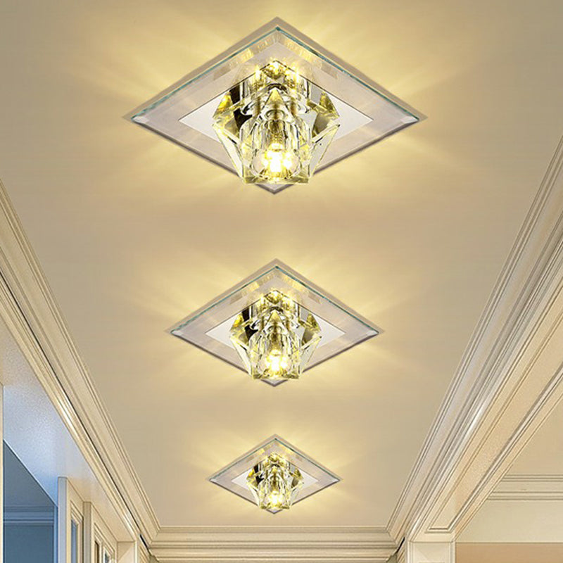 Artistic Gemstone Shaped Flush Light Crystal Corridor LED Flush Ceiling Light Fixture Clear Warm Clearhalo 'Ceiling Lights' 'Close To Ceiling Lights' 'Close to ceiling' 'Flush mount' Lighting' 2107314