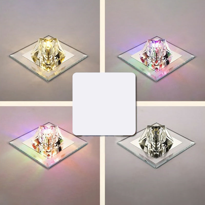 Artistic Gemstone Shaped Flush Light Crystal Corridor LED Flush Ceiling Light Fixture Clear Third Gear Clearhalo 'Ceiling Lights' 'Close To Ceiling Lights' 'Close to ceiling' 'Flush mount' Lighting' 2107315