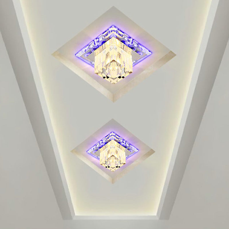 Cube Shape Crystal Flush Ceiling Light Contemporary Clear LED Flush Mount Lighting Fixture Clear Blue Clearhalo 'Ceiling Lights' 'Close To Ceiling Lights' 'Close to ceiling' 'Flush mount' Lighting' 2107332