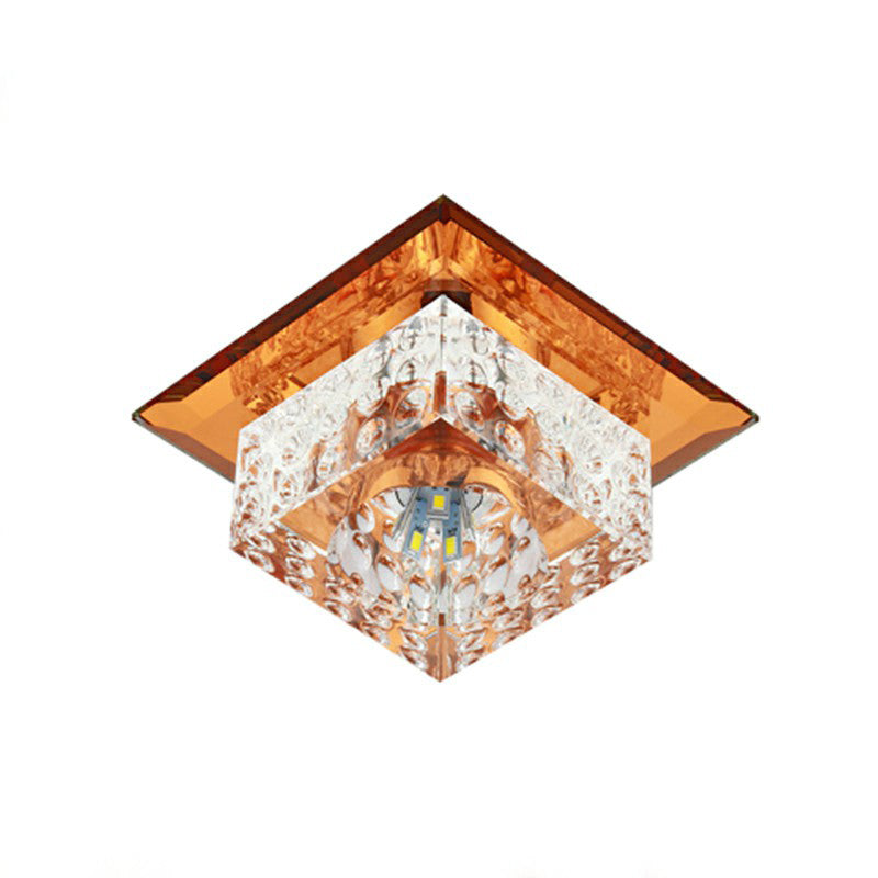 Clear Square LED Flush Mount Light Simplicity Crystal Flush Mount Ceiling Light for Foyer Clearhalo 'Ceiling Lights' 'Close To Ceiling Lights' 'Close to ceiling' 'Flush mount' Lighting' 2107339