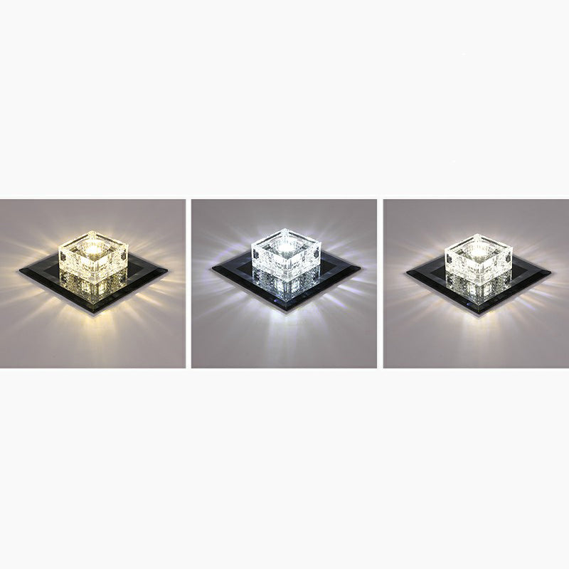 Modern Squared Shape LED Flush Ceiling Light Crystal Hallway Flushmount Ceiling Light Black Third Gear Clearhalo 'Ceiling Lights' 'Close To Ceiling Lights' 'Close to ceiling' 'Flush mount' Lighting' 2107366