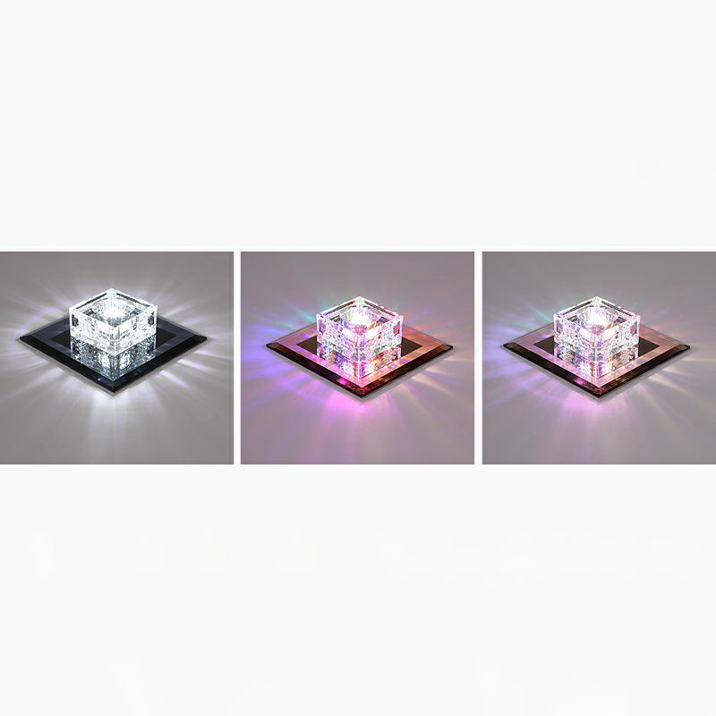 Modern Squared Shape LED Flush Ceiling Light Crystal Hallway Flushmount Ceiling Light Black RGB and White Color Clearhalo 'Ceiling Lights' 'Close To Ceiling Lights' 'Close to ceiling' 'Flush mount' Lighting' 2107367