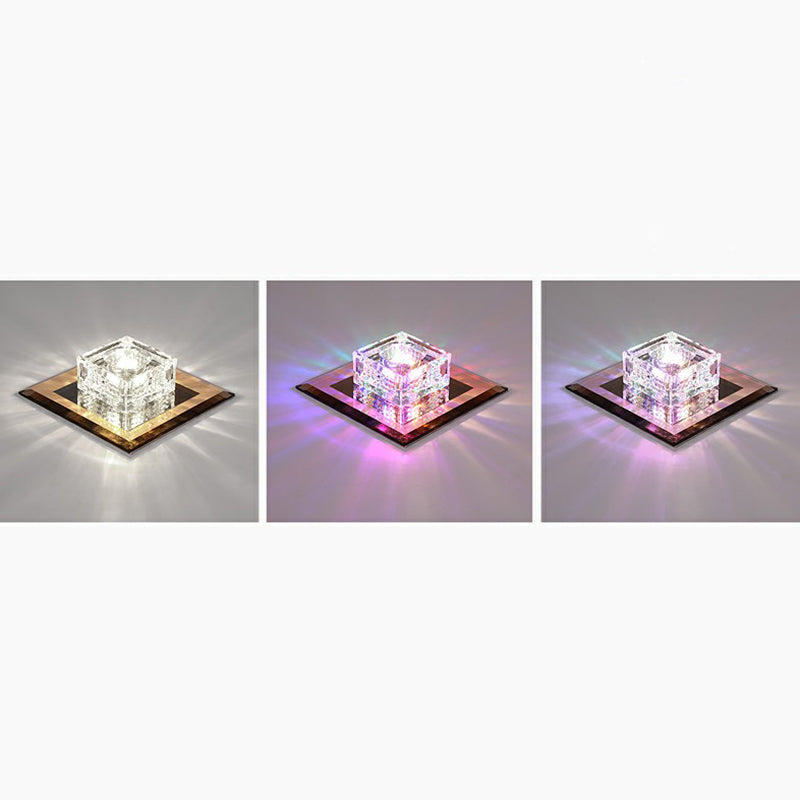 Modern Squared Shape LED Flush Ceiling Light Crystal Hallway Flushmount Ceiling Light Clearhalo 'Ceiling Lights' 'Close To Ceiling Lights' 'Close to ceiling' 'Flush mount' Lighting' 2107374