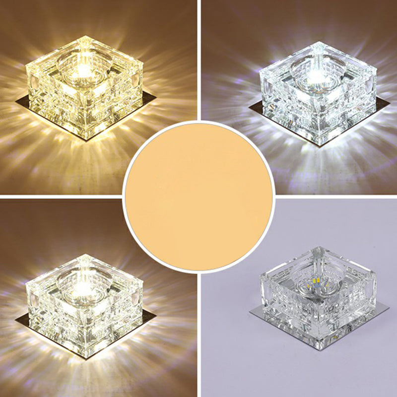 Modern Squared Shape LED Flush Ceiling Light Crystal Hallway Flushmount Ceiling Light Clear Third Gear Clearhalo 'Ceiling Lights' 'Close To Ceiling Lights' 'Close to ceiling' 'Flush mount' Lighting' 2107376