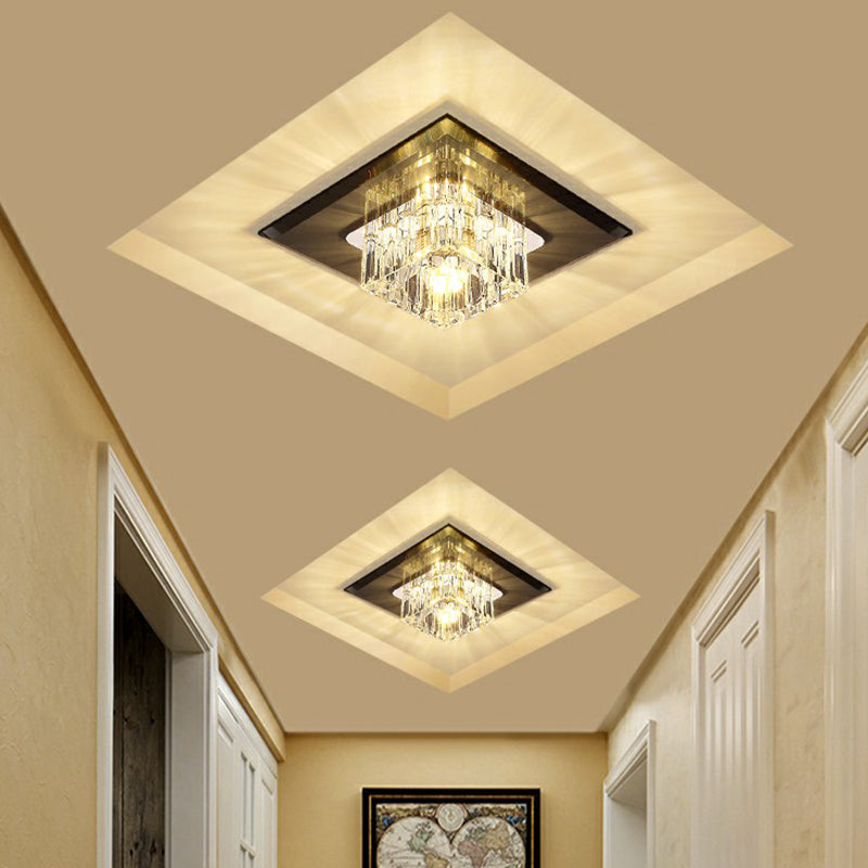 Square Flush Ceiling Light Contemporary Crystal Hallway LED Flush Mount Lighting Fixture Clearhalo 'Ceiling Lights' 'Close To Ceiling Lights' 'Close to ceiling' 'Flush mount' Lighting' 2107383