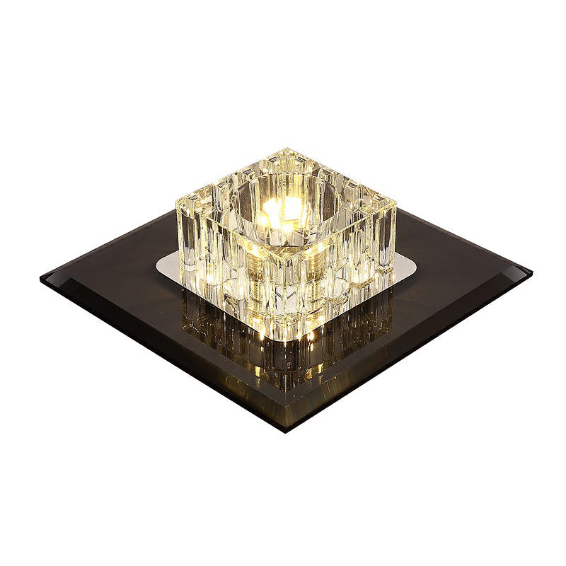 Square Flush Ceiling Light Contemporary Crystal Hallway LED Flush Mount Lighting Fixture Clearhalo 'Ceiling Lights' 'Close To Ceiling Lights' 'Close to ceiling' 'Flush mount' Lighting' 2107384