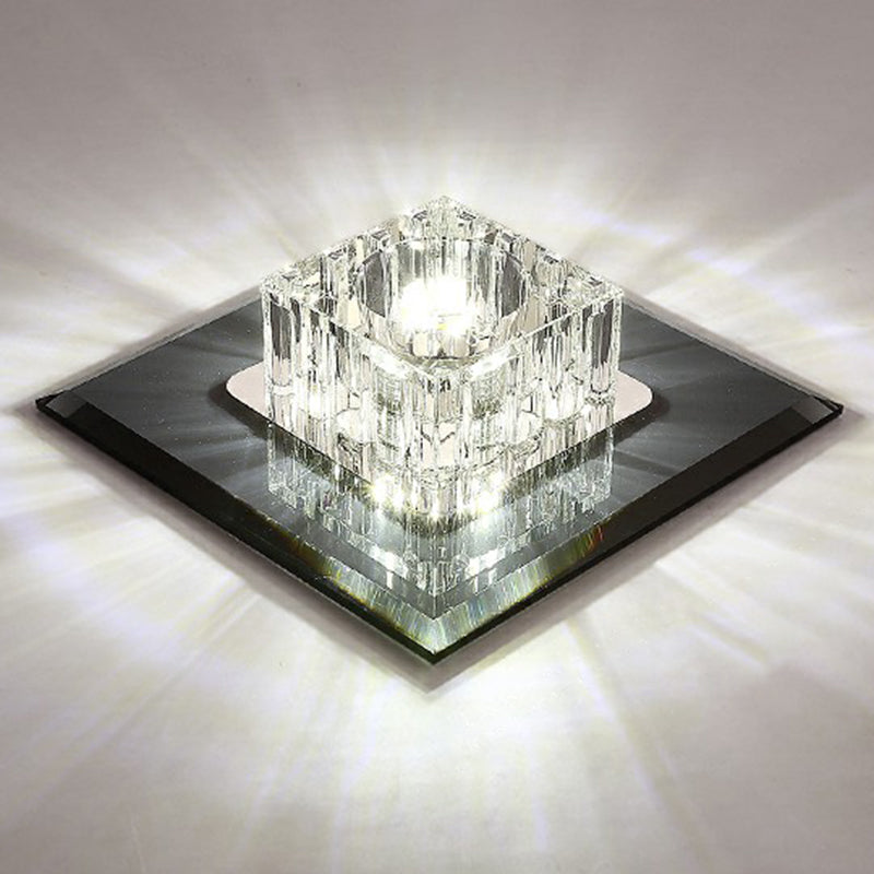 Square Flush Ceiling Light Contemporary Crystal Hallway LED Flush Mount Lighting Fixture Black White Clearhalo 'Ceiling Lights' 'Close To Ceiling Lights' 'Close to ceiling' 'Flush mount' Lighting' 2107386