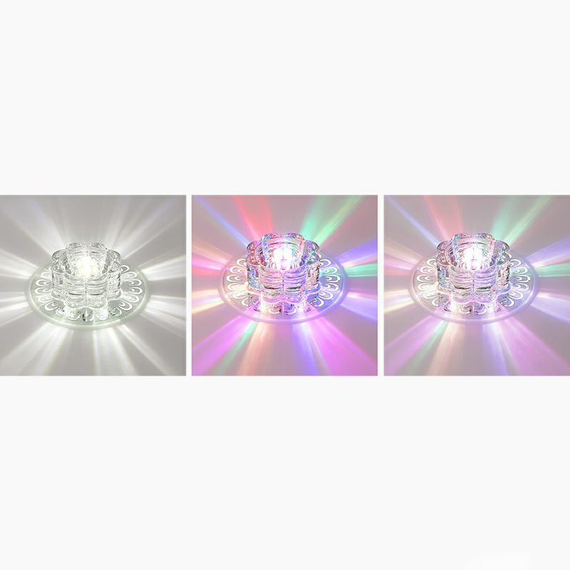 Clear Flower Flush Mount Lighting Minimalist Crystal LED Flush Mount Fixture for Hallway Clear RGB and White Color Clearhalo 'Ceiling Lights' 'Close To Ceiling Lights' 'Close to ceiling' 'Flush mount' Lighting' 2107411