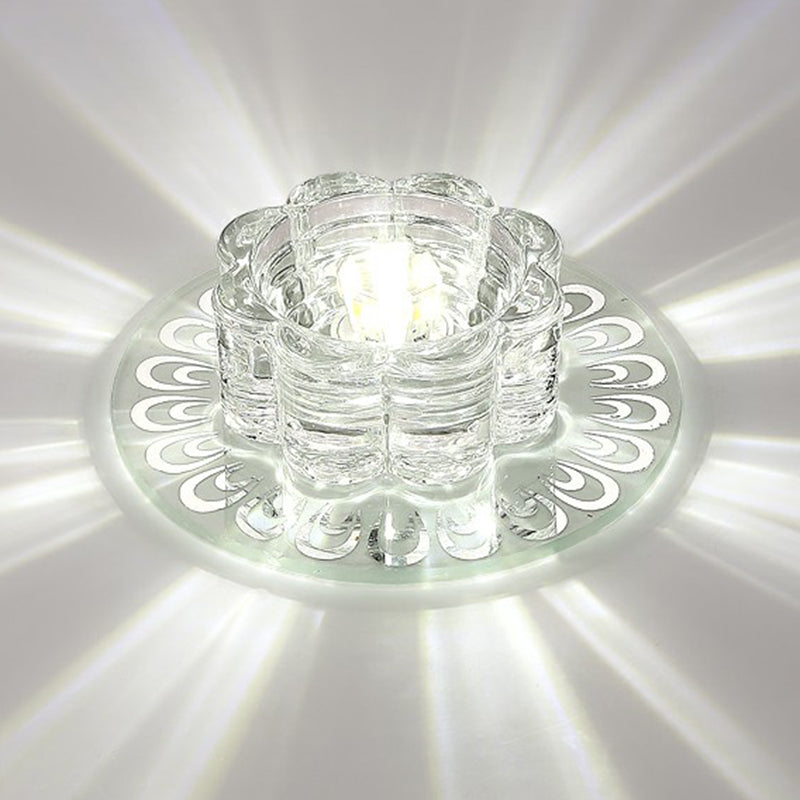 Clear Flower Flush Mount Lighting Minimalist Crystal LED Flush Mount Fixture for Hallway Clearhalo 'Ceiling Lights' 'Close To Ceiling Lights' 'Close to ceiling' 'Flush mount' Lighting' 2107413