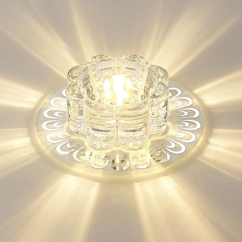 Clear Flower Flush Mount Lighting Minimalist Crystal LED Flush Mount Fixture for Hallway Clearhalo 'Ceiling Lights' 'Close To Ceiling Lights' 'Close to ceiling' 'Flush mount' Lighting' 2107416