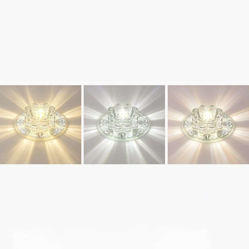 Clear Flower Flush Mount Lighting Minimalist Crystal LED Flush Mount Fixture for Hallway Clear Third Gear Clearhalo 'Ceiling Lights' 'Close To Ceiling Lights' 'Close to ceiling' 'Flush mount' Lighting' 2107417