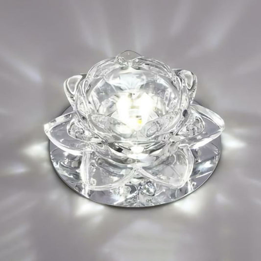 Lotus LED Flush Mount Modern Crystal Clear Flushmount Ceiling Light for Living Room Clear White Clearhalo 'Ceiling Lights' 'Close To Ceiling Lights' 'Close to ceiling' 'Flush mount' Lighting' 2107424