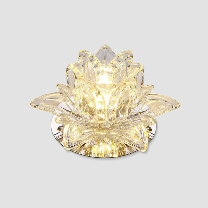 Lotus-Shaped Entryway LED Flush Mount Crystal Modern Flushmount Ceiling Light in Clear Clearhalo 'Ceiling Lights' 'Close To Ceiling Lights' 'Close to ceiling' 'Flush mount' Lighting' 2107428