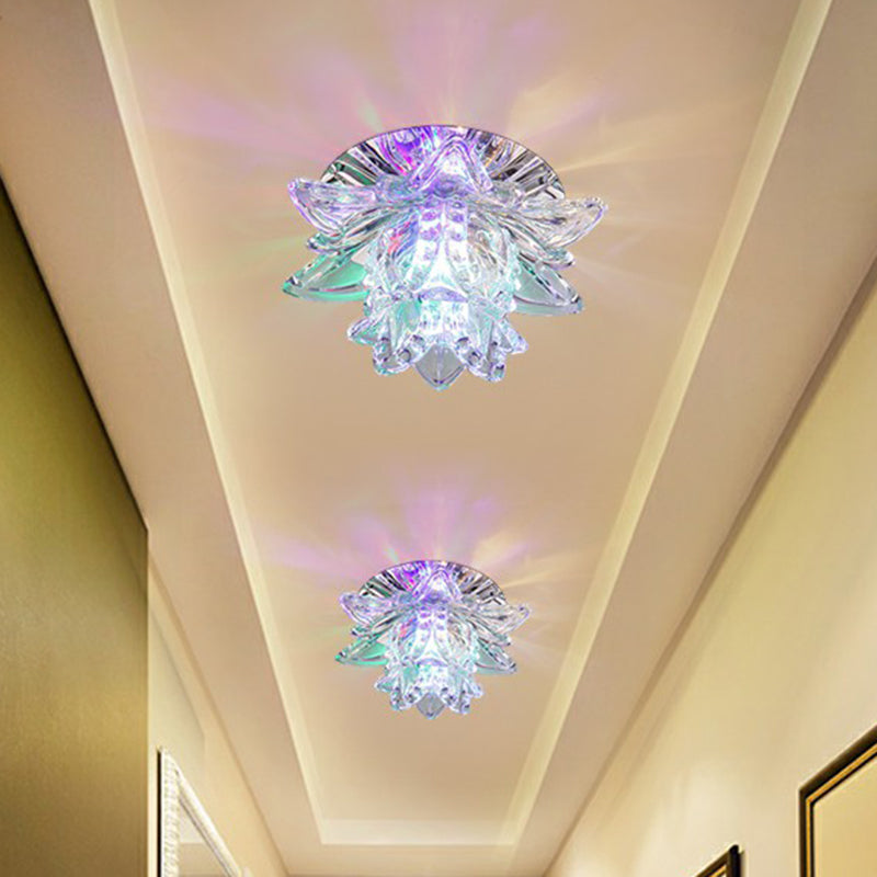 Lotus-Shaped Entryway LED Flush Mount Crystal Modern Flushmount Ceiling Light in Clear Clear Multi Color Clearhalo 'Ceiling Lights' 'Close To Ceiling Lights' 'Close to ceiling' 'Flush mount' Lighting' 2107429