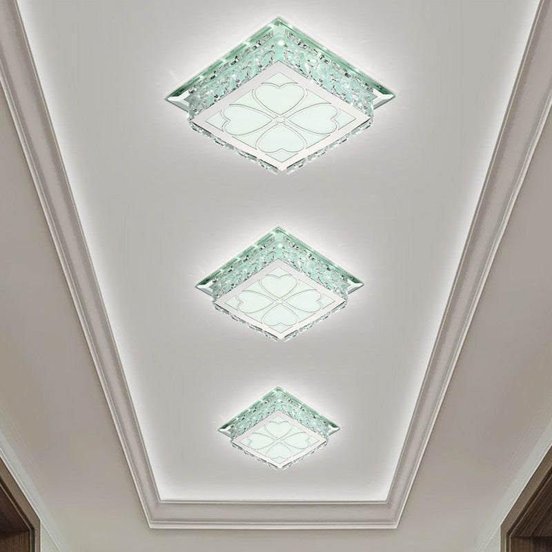 Clear Square LED Flush Mount Light Simplicity Crystal LED Flush Ceiling Light Fixture for Foyer Clear White Loving Heart Clearhalo 'Ceiling Lights' 'Close To Ceiling Lights' 'Close to ceiling' 'Flush mount' Lighting' 2107462