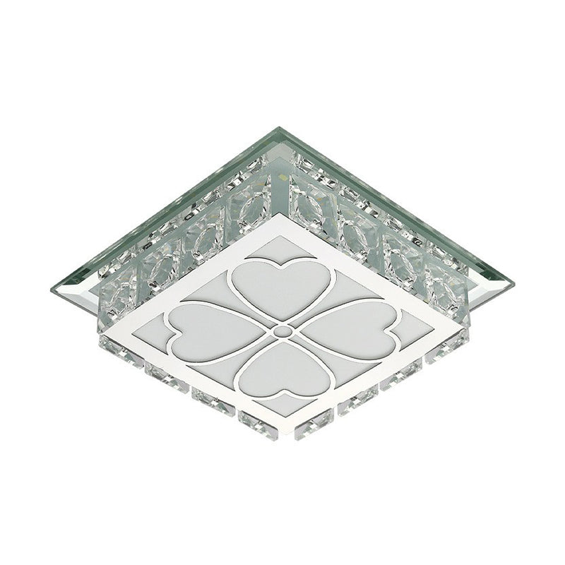 Clear Square LED Flush Mount Light Simplicity Crystal LED Flush Ceiling Light Fixture for Foyer Clearhalo 'Ceiling Lights' 'Close To Ceiling Lights' 'Close to ceiling' 'Flush mount' Lighting' 2107463