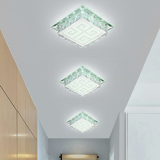 Clear Square LED Flush Mount Light Simplicity Crystal LED Flush Ceiling Light Fixture for Foyer Clear White Trellis Clearhalo 'Ceiling Lights' 'Close To Ceiling Lights' 'Close to ceiling' 'Flush mount' Lighting' 2107464