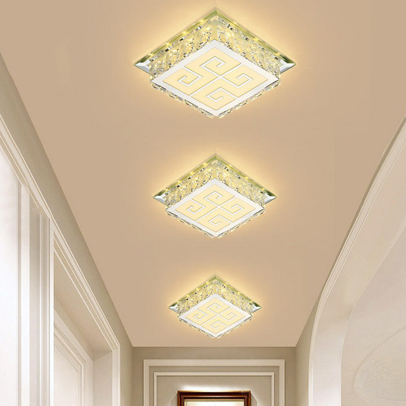 Clear Square LED Flush Mount Light Simplicity Crystal LED Flush Ceiling Light Fixture for Foyer Clear Warm Trellis Clearhalo 'Ceiling Lights' 'Close To Ceiling Lights' 'Close to ceiling' 'Flush mount' Lighting' 2107466