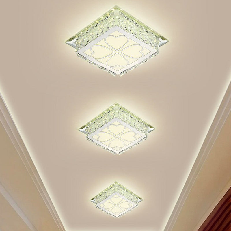 Clear Square LED Flush Mount Light Simplicity Crystal LED Flush Ceiling Light Fixture for Foyer Clear Third Gear Loving Heart Clearhalo 'Ceiling Lights' 'Close To Ceiling Lights' 'Close to ceiling' 'Flush mount' Lighting' 2107467