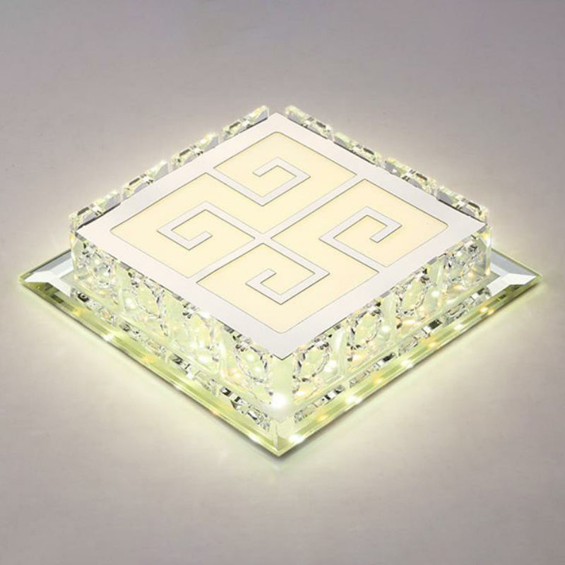 Clear Square LED Flush Mount Light Simplicity Crystal LED Flush Ceiling Light Fixture for Foyer Clear Third Gear Trellis Clearhalo 'Ceiling Lights' 'Close To Ceiling Lights' 'Close to ceiling' 'Flush mount' Lighting' 2107468