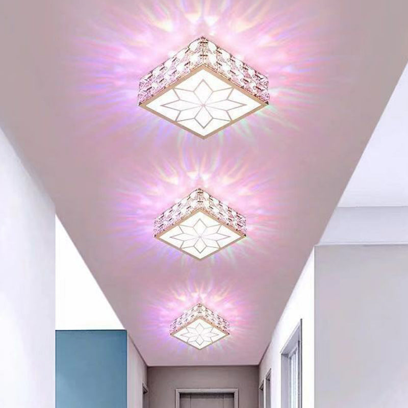 Square Shaped Flush Light Artistic Crystal Clear LED Flush Ceiling Light Fixture with Acrylic Diffuser Clear Multi Color Clearhalo 'Ceiling Lights' 'Close To Ceiling Lights' 'Close to ceiling' 'Flush mount' Lighting' 2107469