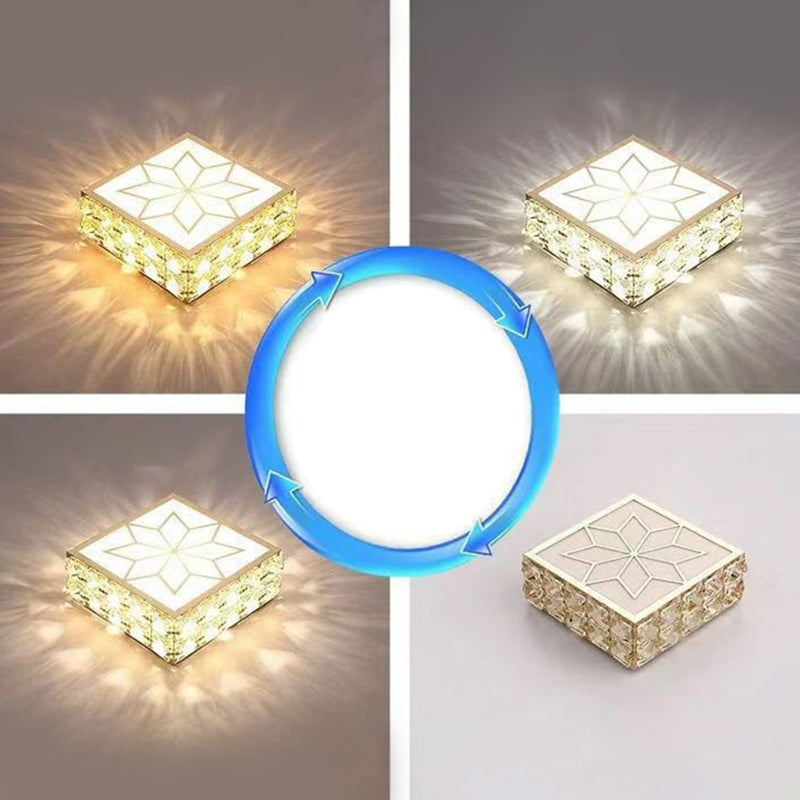 Square Shaped Flush Light Artistic Crystal Clear LED Flush Ceiling Light Fixture with Acrylic Diffuser Clear Third Gear Clearhalo 'Ceiling Lights' 'Close To Ceiling Lights' 'Close to ceiling' 'Flush mount' Lighting' 2107475