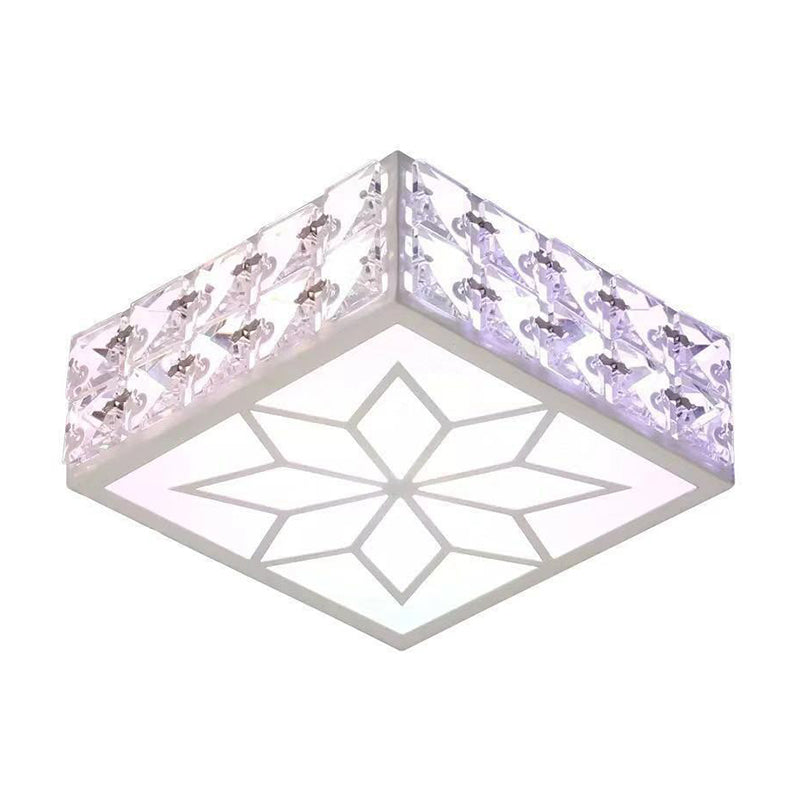 Square Shaped Flush Light Artistic Crystal Clear LED Flush Ceiling Light Fixture with Acrylic Diffuser Clearhalo 'Ceiling Lights' 'Close To Ceiling Lights' 'Close to ceiling' 'Flush mount' Lighting' 2107477