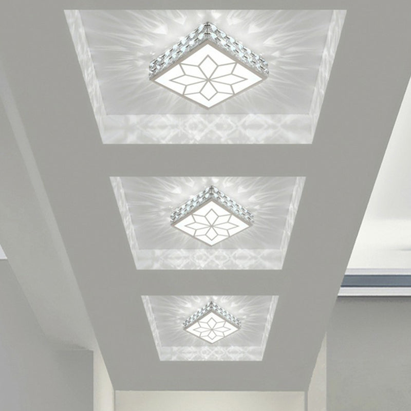 Square Shaped Corridor LED Flush Mount Lighting Crystal Modern Flushmount Ceiling Light Clearhalo 'Ceiling Lights' 'Close To Ceiling Lights' 'Close to ceiling' 'Flush mount' Lighting' 2107479