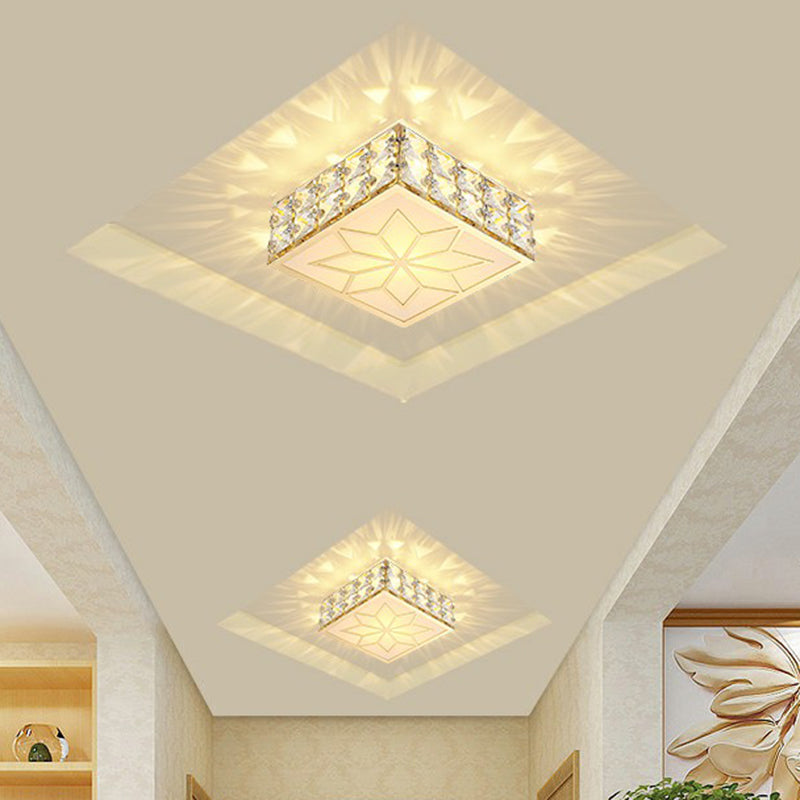 Square Shaped Corridor LED Flush Mount Lighting Crystal Modern Flushmount Ceiling Light Clearhalo 'Ceiling Lights' 'Close To Ceiling Lights' 'Close to ceiling' 'Flush mount' Lighting' 2107486