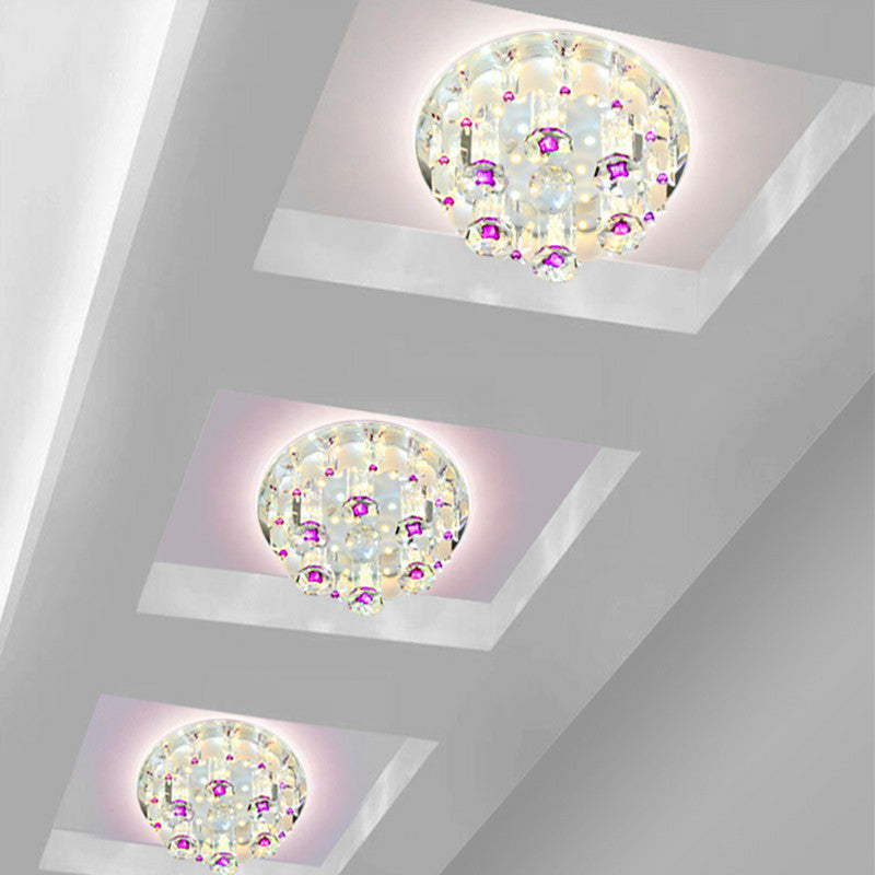 Contemporary Circle Flush Ceiling Light Crystal Hallway LED Flush Mount Lighting Fixture in Clear Clearhalo 'Ceiling Lights' 'Close To Ceiling Lights' 'Close to ceiling' 'Flush mount' Lighting' 2107489