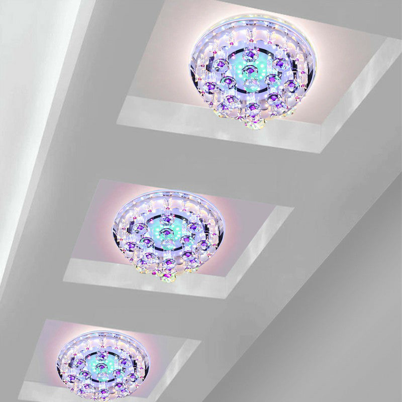 Contemporary Circle Flush Ceiling Light Crystal Hallway LED Flush Mount Lighting Fixture in Clear Clearhalo 'Ceiling Lights' 'Close To Ceiling Lights' 'Close to ceiling' 'Flush mount' Lighting' 2107493