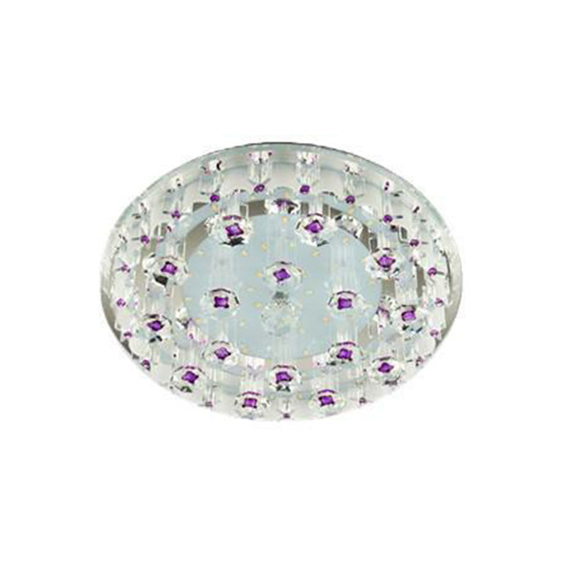 Contemporary Circle Flush Ceiling Light Crystal Hallway LED Flush Mount Lighting Fixture in Clear Clearhalo 'Ceiling Lights' 'Close To Ceiling Lights' 'Close to ceiling' 'Flush mount' Lighting' 2107494