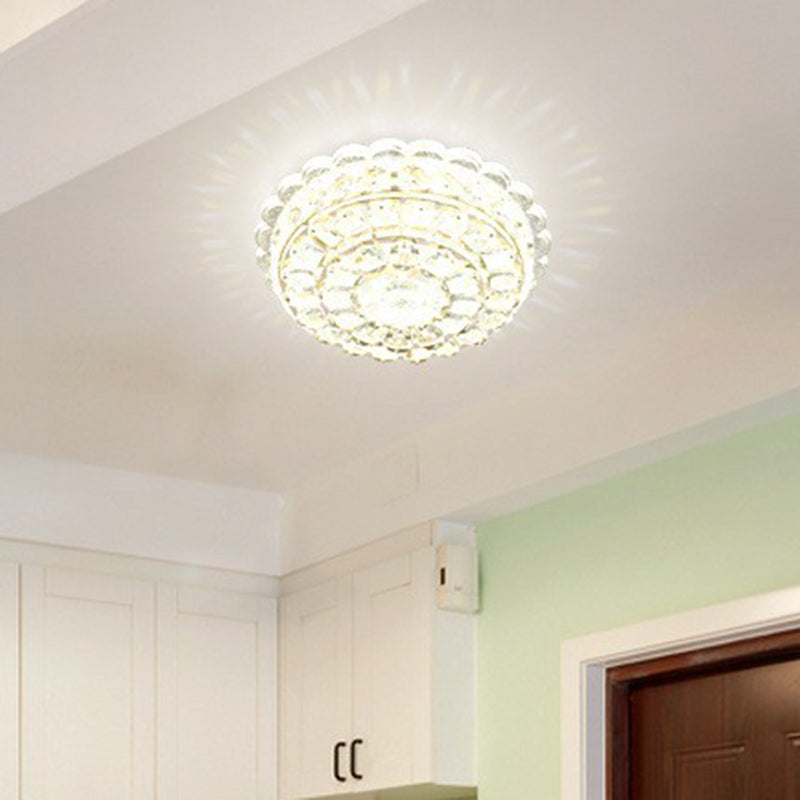 Crystal Round Flush Light Artistic Clear LED Flush Ceiling Light Fixture for Entryway Clear Third Gear Clearhalo 'Ceiling Lights' 'Close To Ceiling Lights' 'Close to ceiling' 'Flush mount' Lighting' 2107506