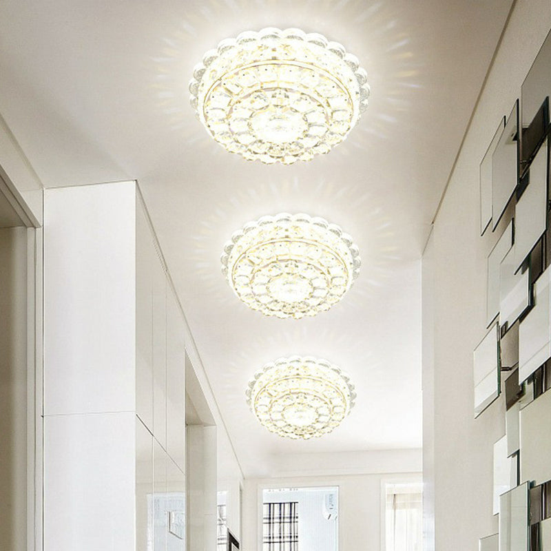 Crystal Round Flush Light Artistic Clear LED Flush Ceiling Light Fixture for Entryway Clearhalo 'Ceiling Lights' 'Close To Ceiling Lights' 'Close to ceiling' 'Flush mount' Lighting' 2107507