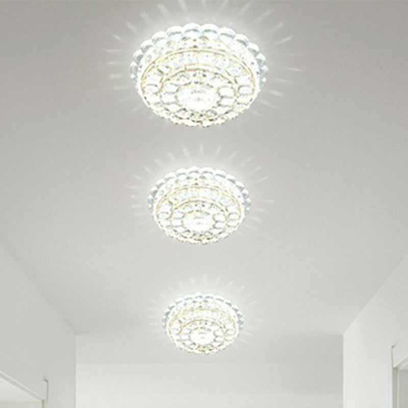 Crystal Round Flush Light Artistic Clear LED Flush Ceiling Light Fixture for Entryway Clear White Clearhalo 'Ceiling Lights' 'Close To Ceiling Lights' 'Close to ceiling' 'Flush mount' Lighting' 2107511