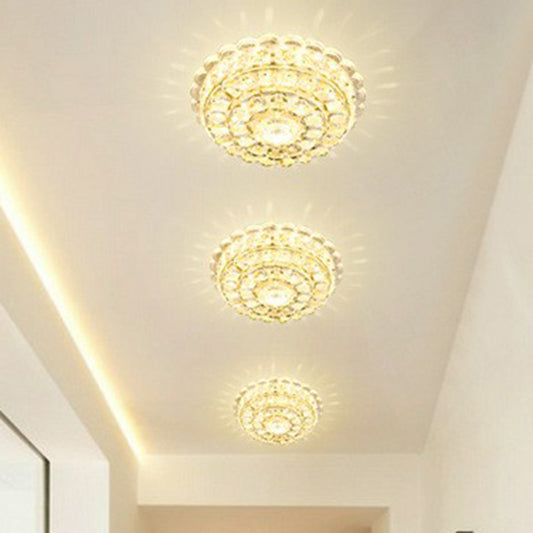 Crystal Round Flush Light Artistic Clear LED Flush Ceiling Light Fixture for Entryway Clear Yellow Clearhalo 'Ceiling Lights' 'Close To Ceiling Lights' 'Close to ceiling' 'Flush mount' Lighting' 2107512