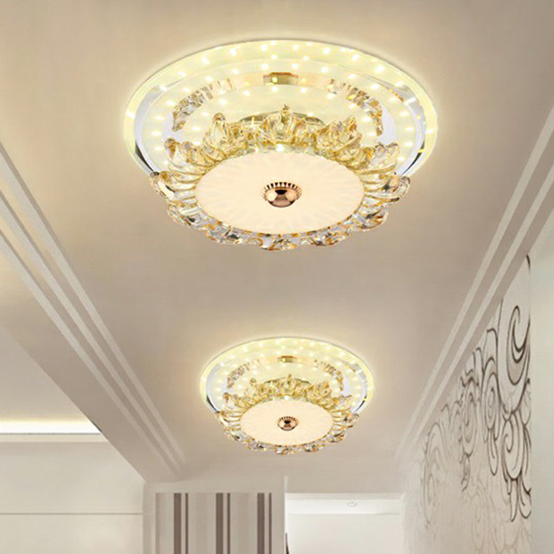 Floral Crystal Flush Mount Lighting Minimalist Clear LED Flush Mount Fixture for Foyer Clear Third Gear Round Clearhalo 'Ceiling Lights' 'Close To Ceiling Lights' 'Close to ceiling' 'Flush mount' Lighting' 2107517