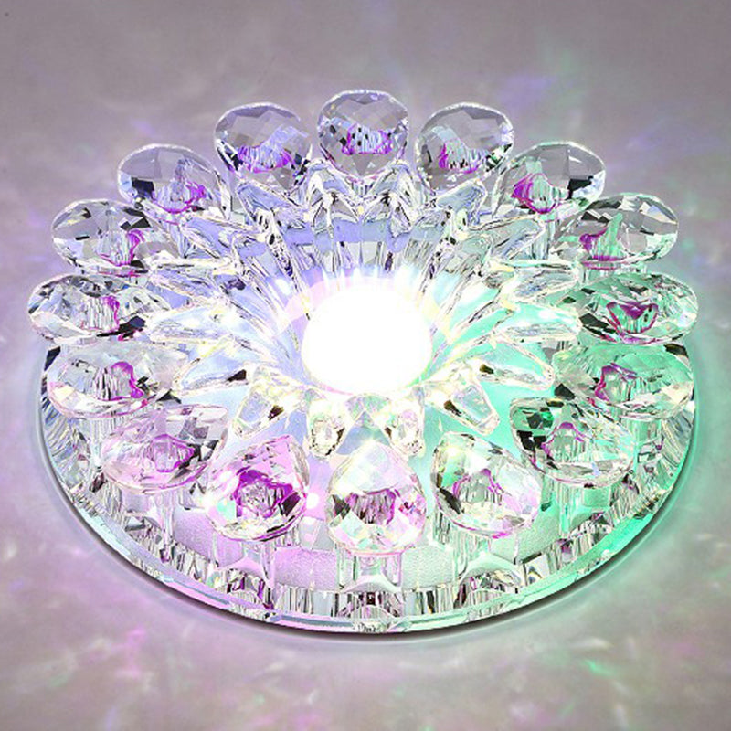 Purple Flower LED Flush Mount Modern Crystal Flushmount Ceiling Light for Corridor Clearhalo 'Ceiling Lights' 'Close To Ceiling Lights' 'Close to ceiling' 'Flush mount' Lighting' 2107520