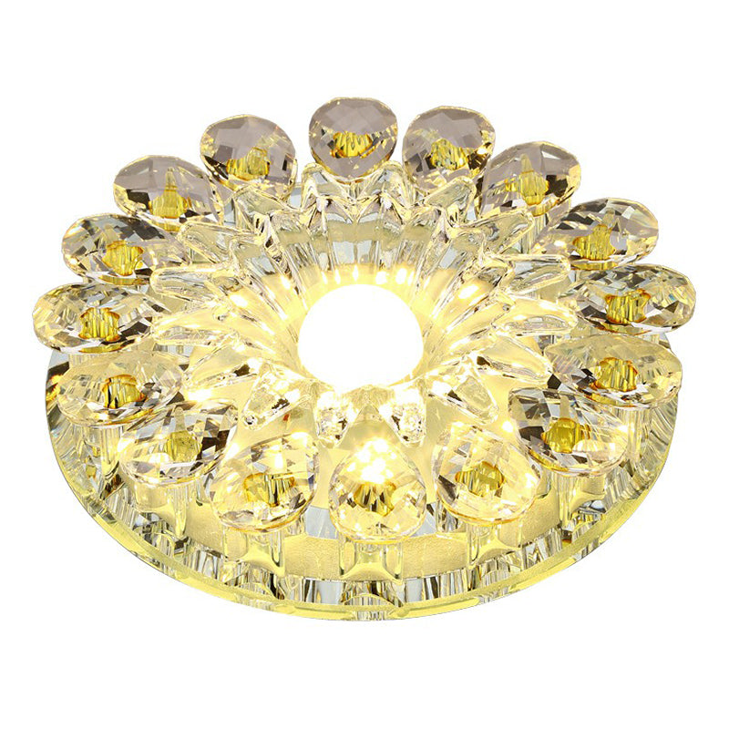 Purple Flower LED Flush Mount Modern Crystal Flushmount Ceiling Light for Corridor Clearhalo 'Ceiling Lights' 'Close To Ceiling Lights' 'Close to ceiling' 'Flush mount' Lighting' 2107522