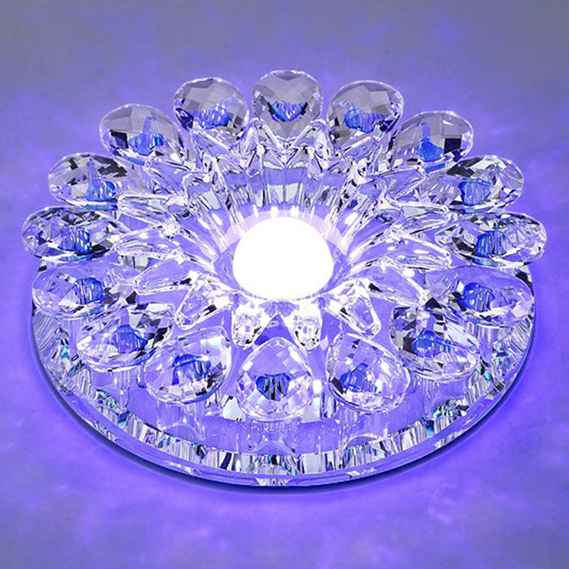 Purple Flower LED Flush Mount Modern Crystal Flushmount Ceiling Light for Corridor Clearhalo 'Ceiling Lights' 'Close To Ceiling Lights' 'Close to ceiling' 'Flush mount' Lighting' 2107525