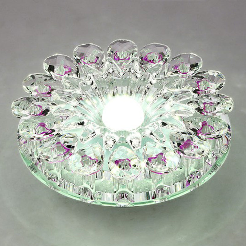 Purple Flower LED Flush Mount Modern Crystal Flushmount Ceiling Light for Corridor Purple 5w White Clearhalo 'Ceiling Lights' 'Close To Ceiling Lights' 'Close to ceiling' 'Flush mount' Lighting' 2107528