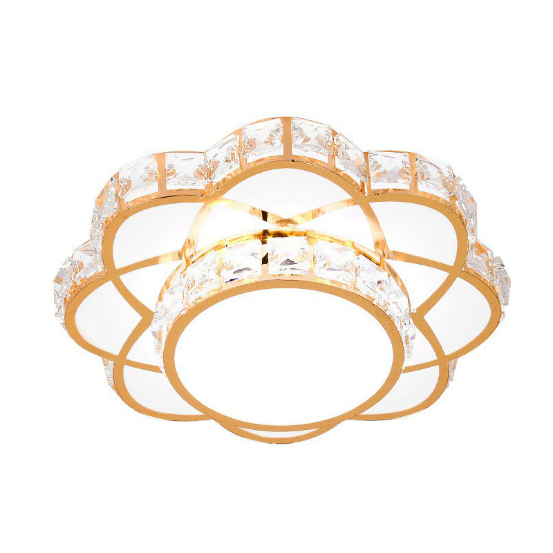 Floral Flush Ceiling Light Contemporary Crystal Rose Gold LED Flush Mount Lighting Fixture Clearhalo 'Ceiling Lights' 'Close To Ceiling Lights' 'Close to ceiling' 'Flush mount' Lighting' 2107533